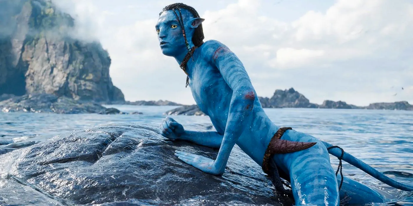 Lo’ak laying on a rock in Avatar 2: The Way of Water. Image