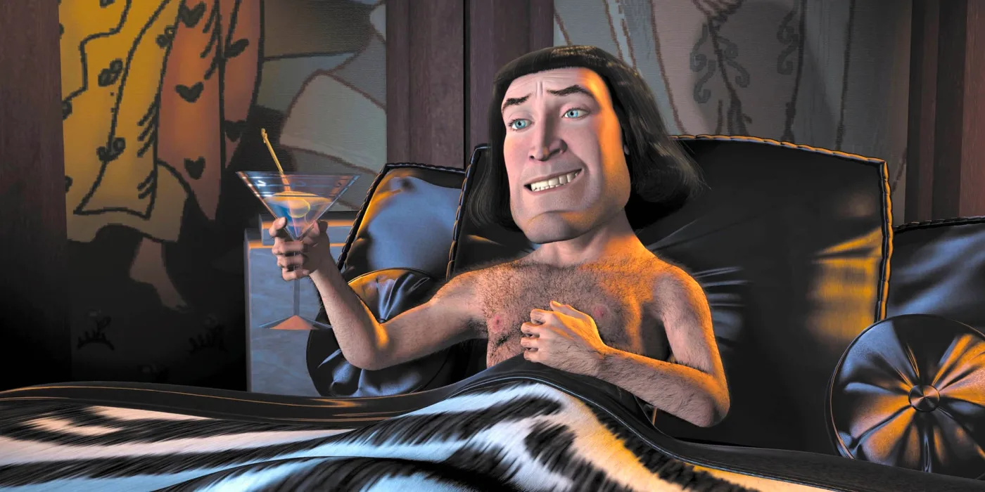 Lord Farquaad in his bed in Shrek (2) Image