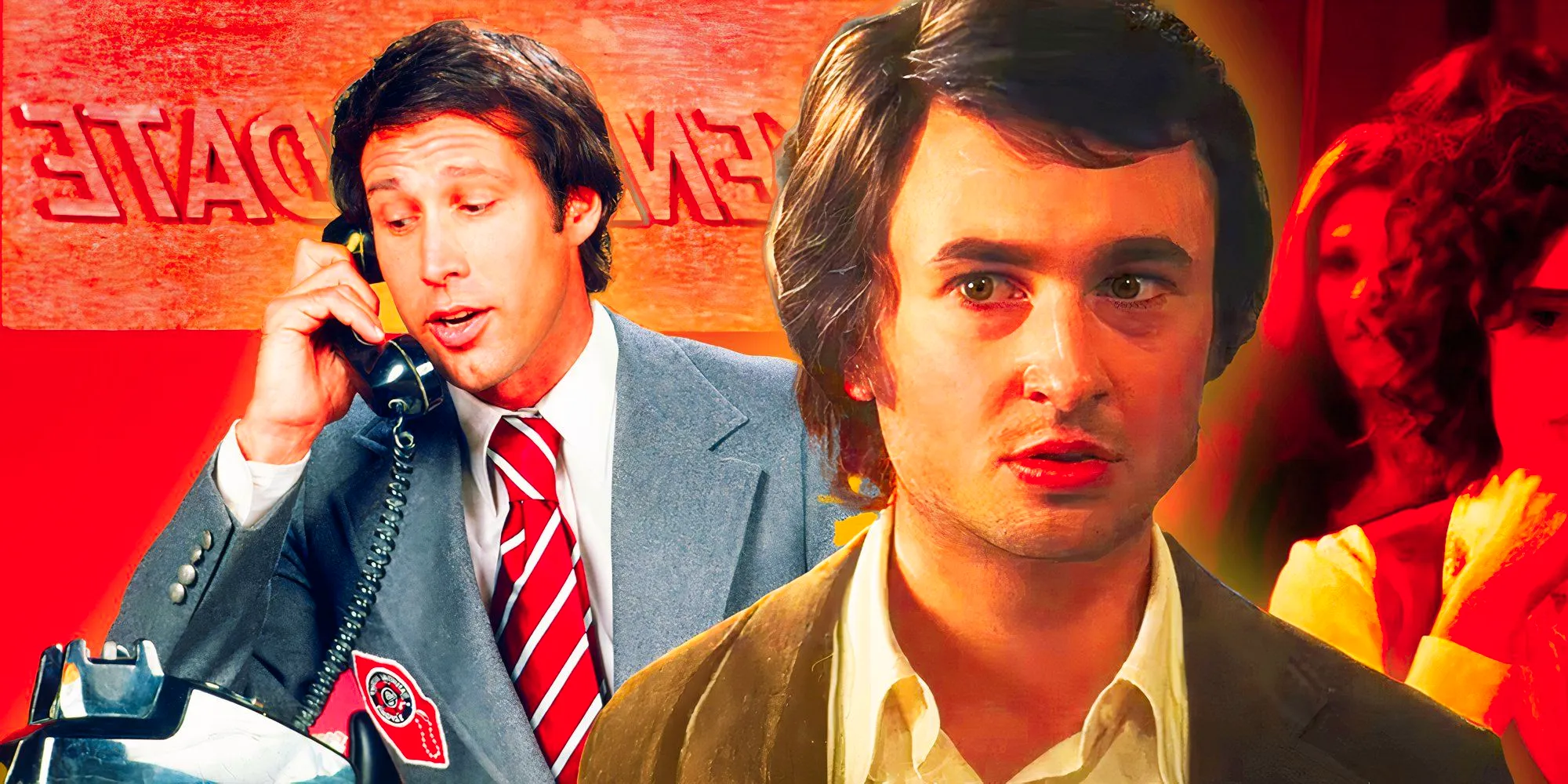 Lorne Michaels from the Saturday Night movie and Chevy Chase from SNL Image