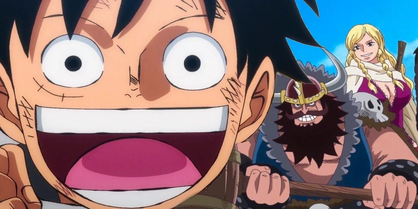 Luffy and the giants in One Piece Image