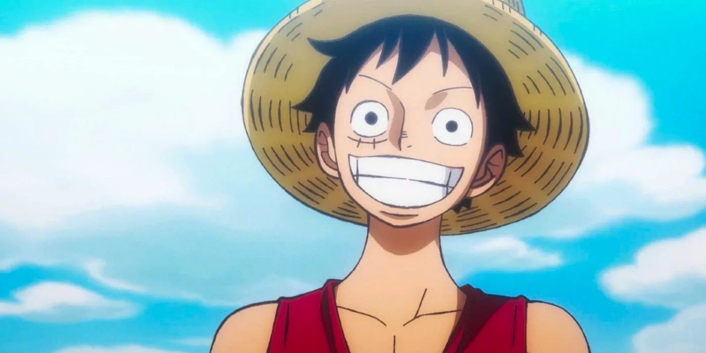 Luffy smiling in the One Piece anime Image