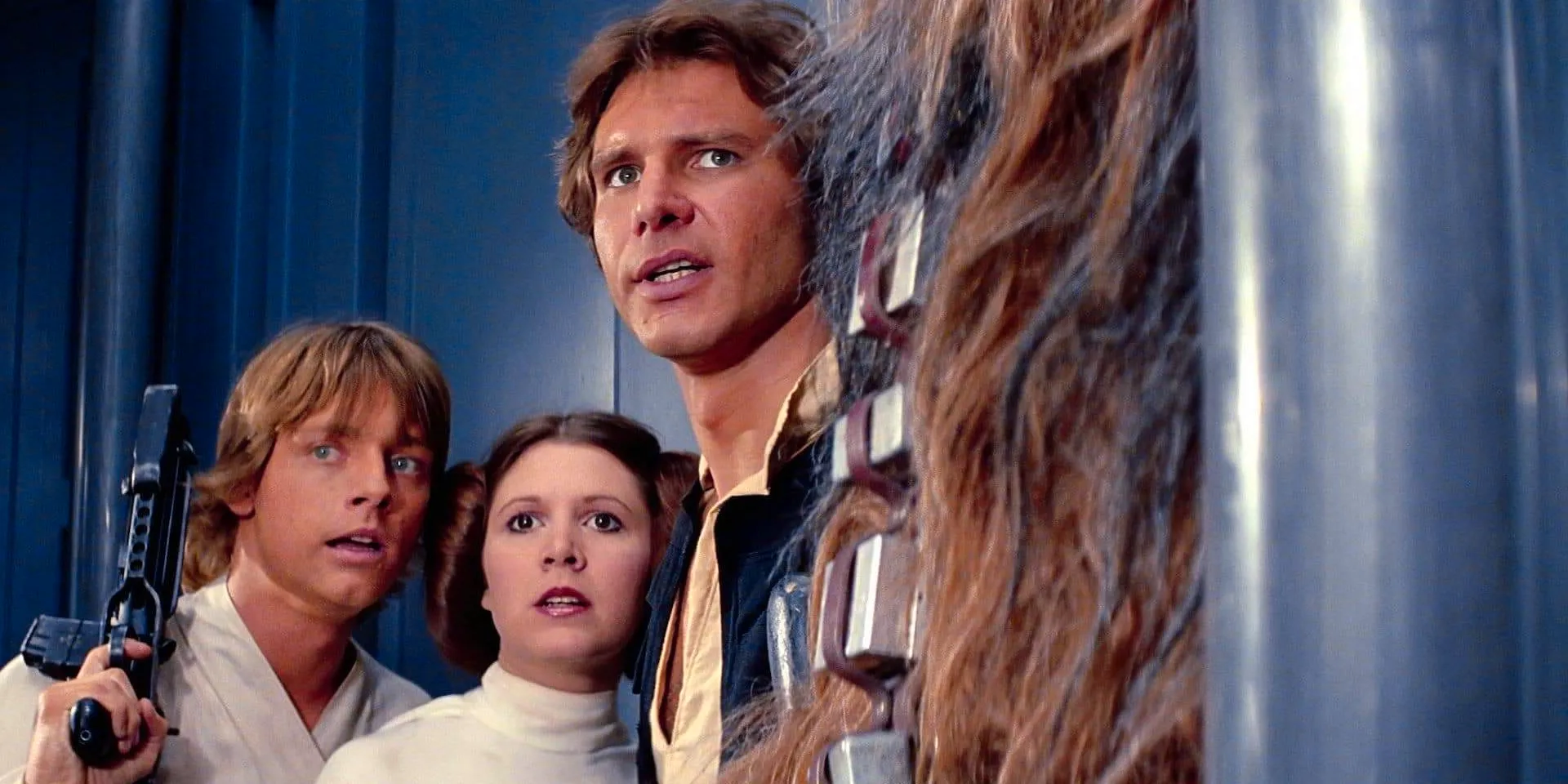 Luke, Leia, Han, and Chewbacca on the Death Star in Star Wars Image