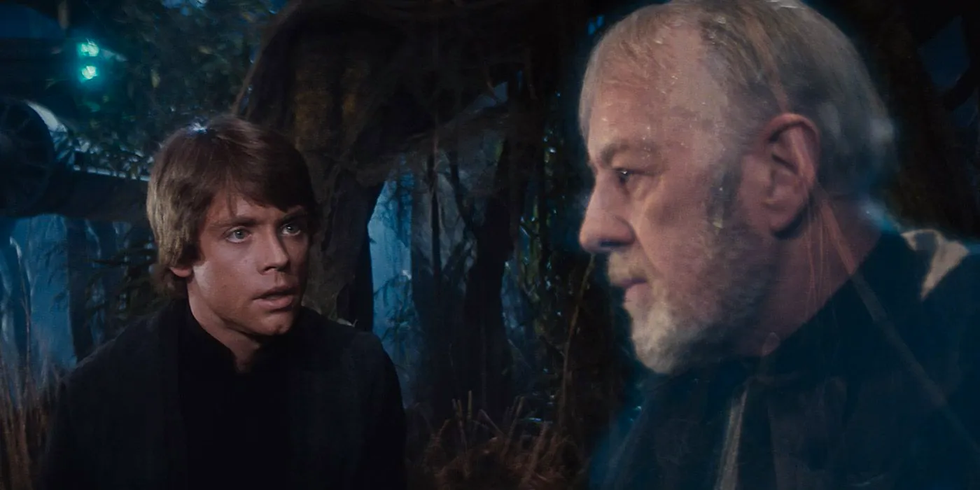 Luke Skywalker confronts Obi-Wan Kenobi in Star Wars: Return of the Jedi Image