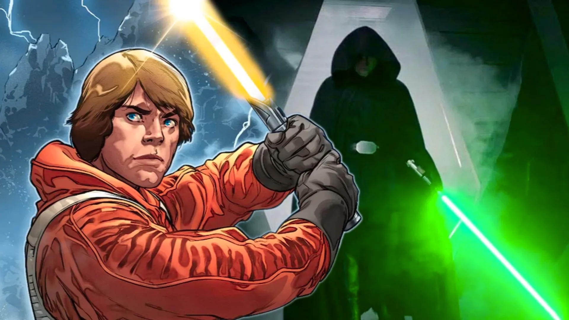 Luke Skywalker Yellow and Green Lightsabers Video Image Image