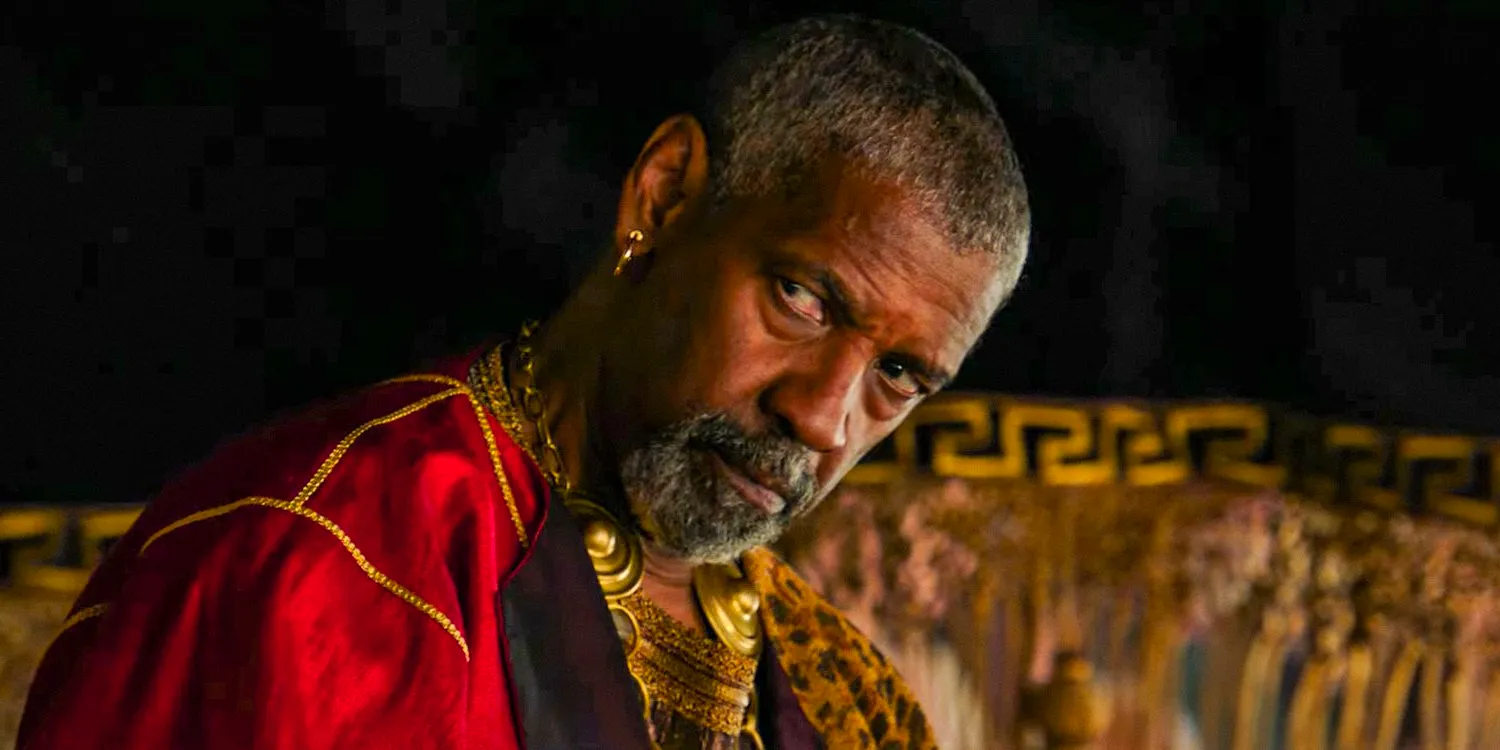 Macrinus (Denzel Washington) casting a piercing gaze in Gladiator II Image