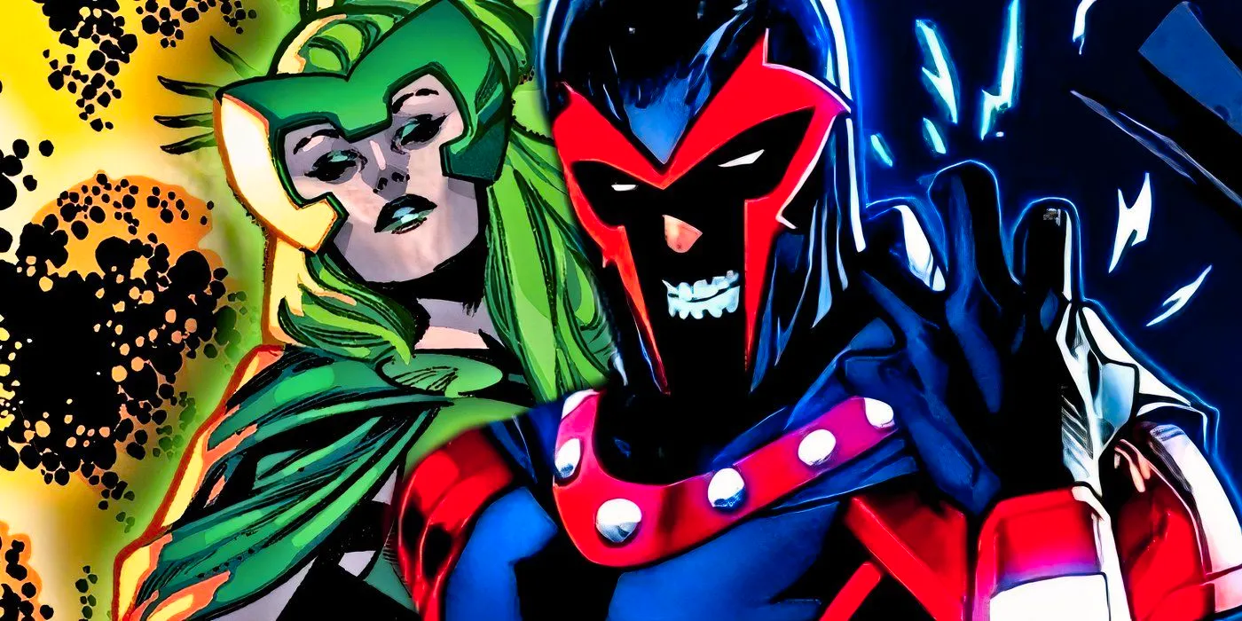 Magneto and his daughter, Polaris, standing next to each other. Image