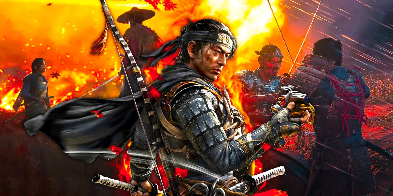 Main character from Ghost of Tsushima with fights Image