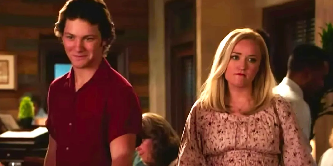 Mandy looking annoyed as Georgie greets her father in Young Sheldon Image