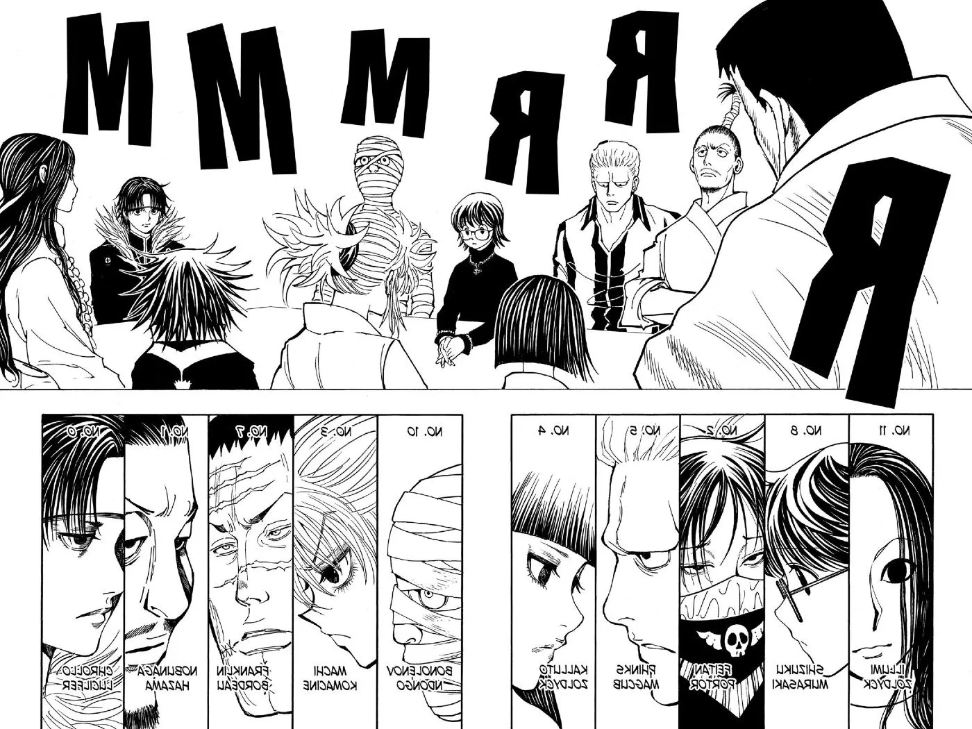 Manga panel of all the Phantom Troupe members Image