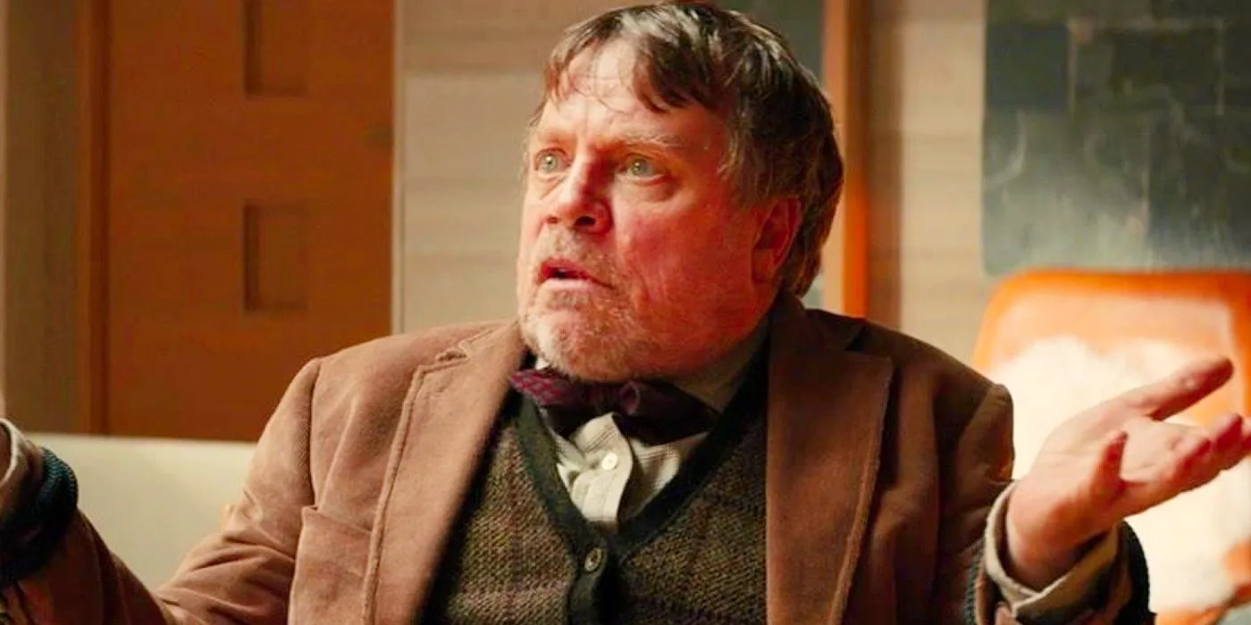 Mark Hamill as Professor Arnold shrugging in Kingsman: The Secret Service.  Image