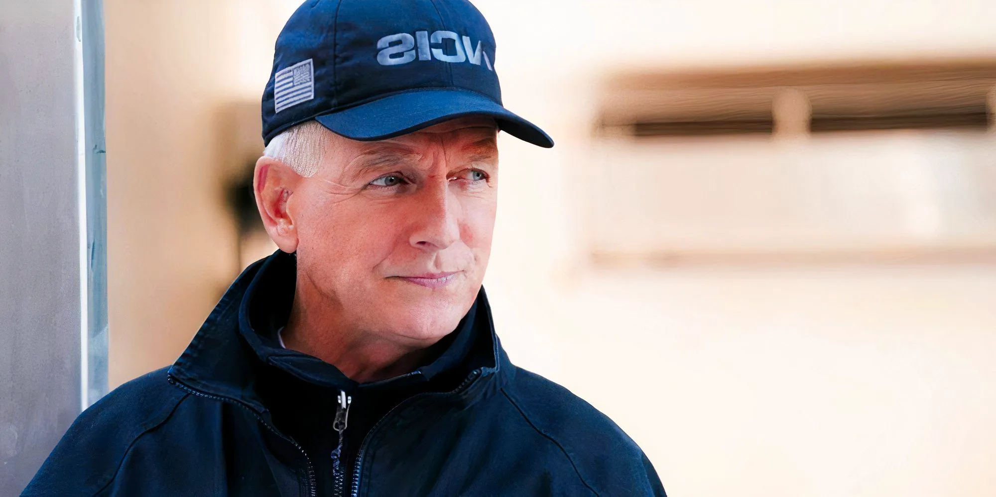 Mark Harmon as Gibbs wearing and NCIS hat in NCIS Image