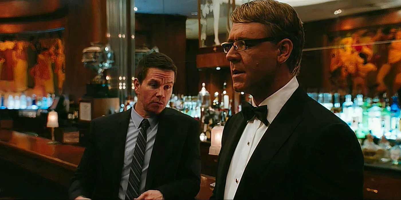 Mark Wahlberg And Russel Crowe In A Bar In Film, Broken City Image