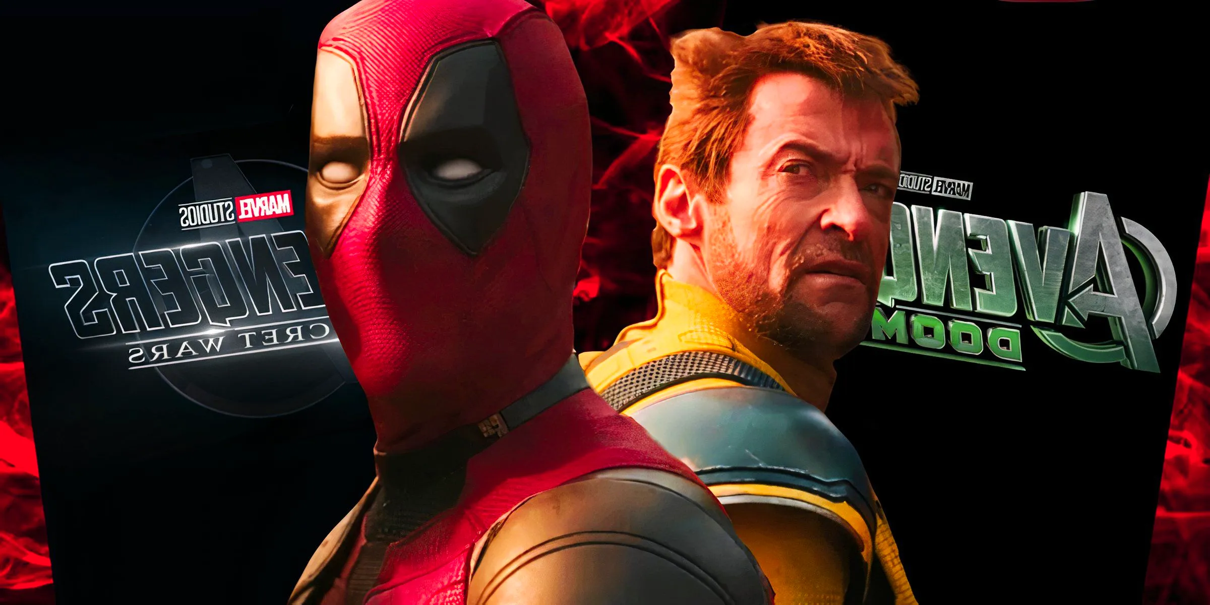 Marvel's Deadpool and Wolverine with the Avengers Doomsday and Secret Wars Posters Image