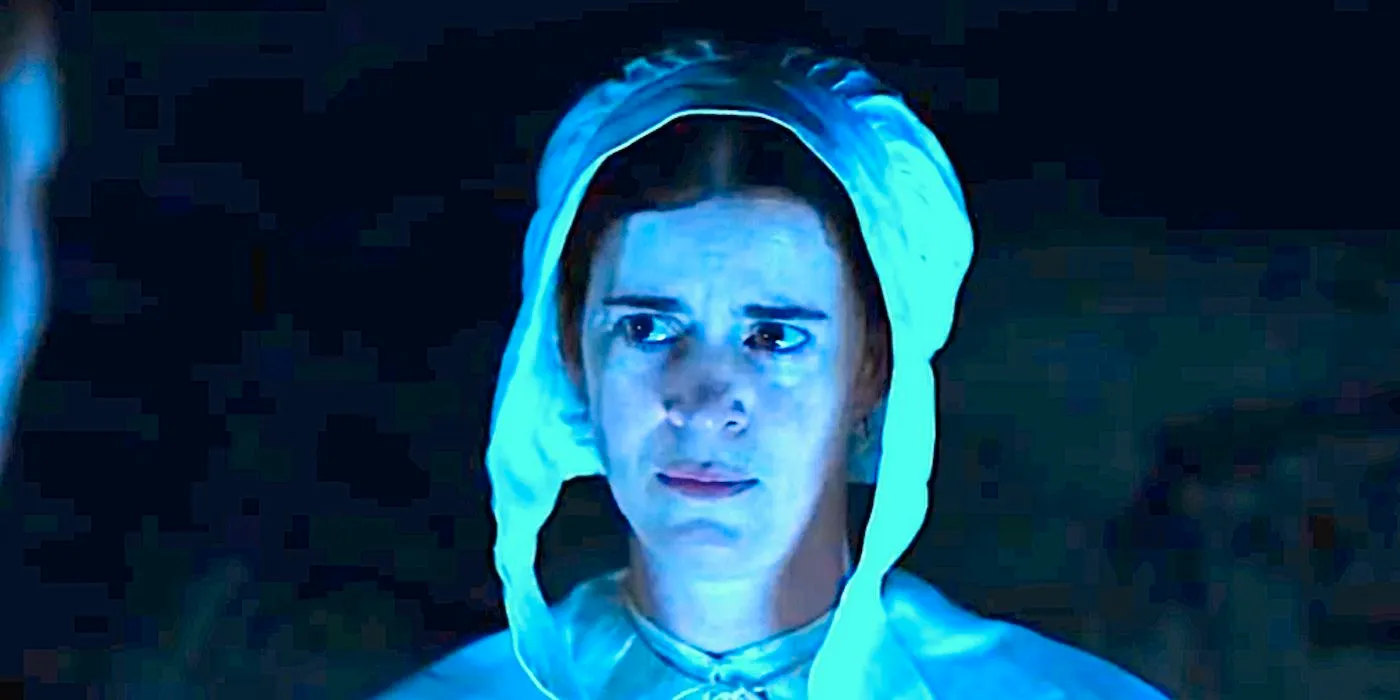 Mary Holland's Patience standing in the dark in Ghosts season 4 trailer-1 Image