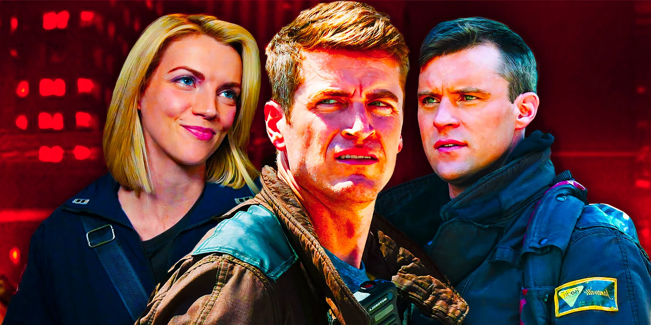 Matt Casey, Sam Carver, and Sylvie Brett in Chicago Fire. Image