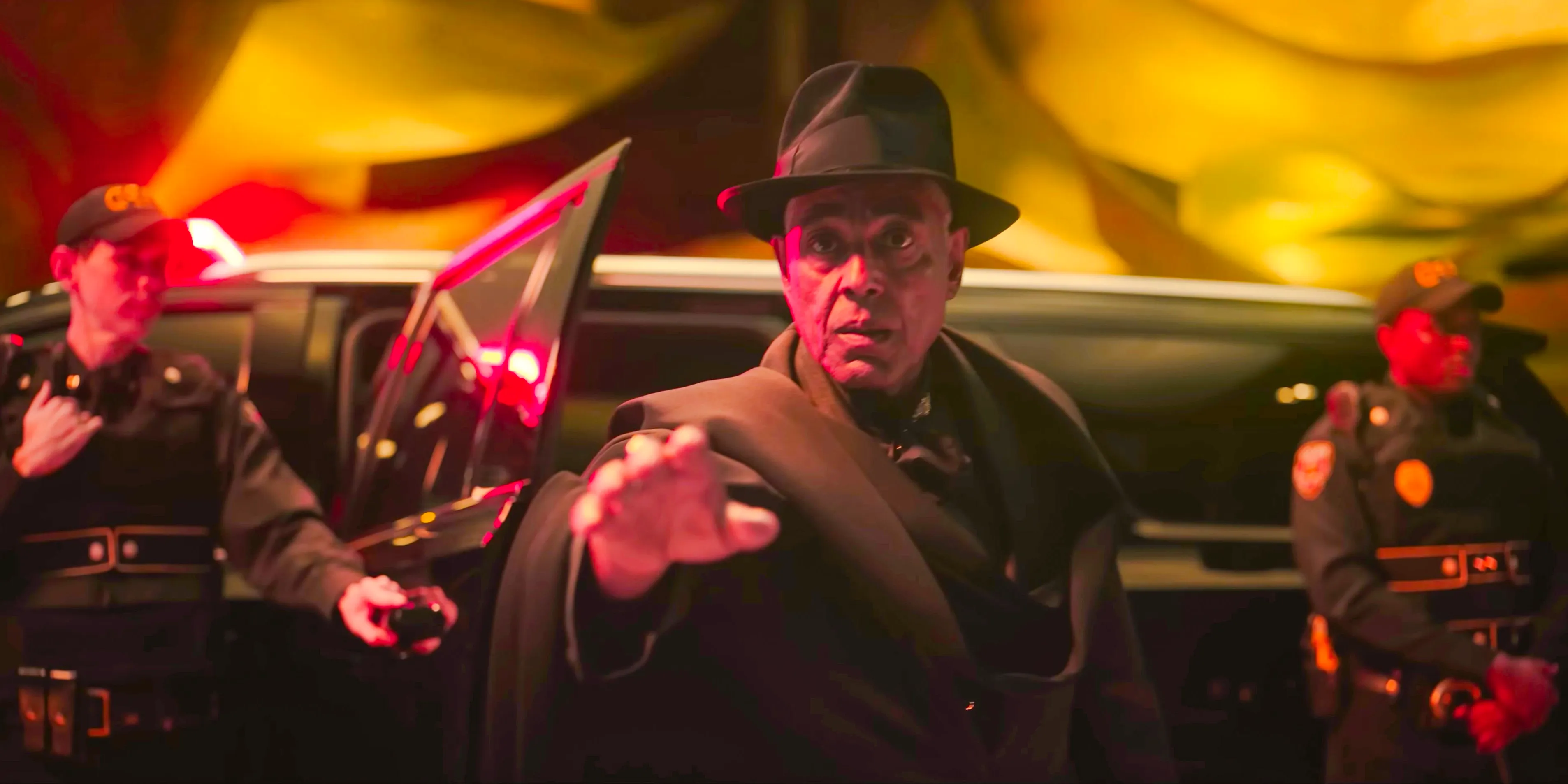 Mayor Cicero (Giancarlo Esposito) getting out of a limousine in Megalopolis Image