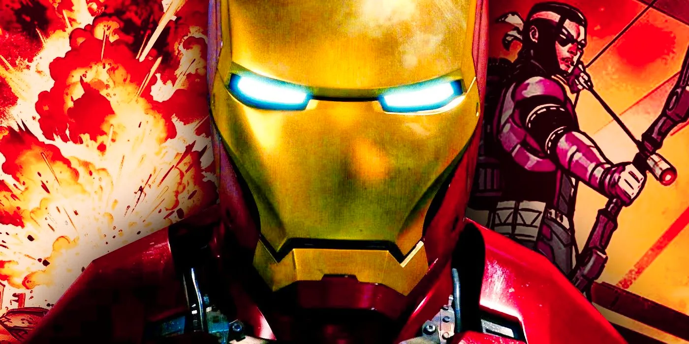 mcu iron man in front of new ultimate hawkeye Image