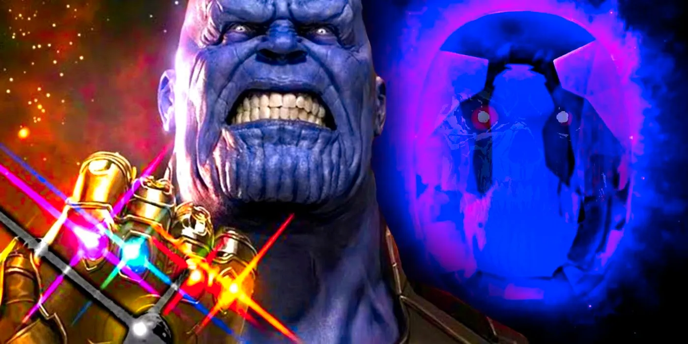 mcu thanos with the death stone behind him a new infinity stone Image