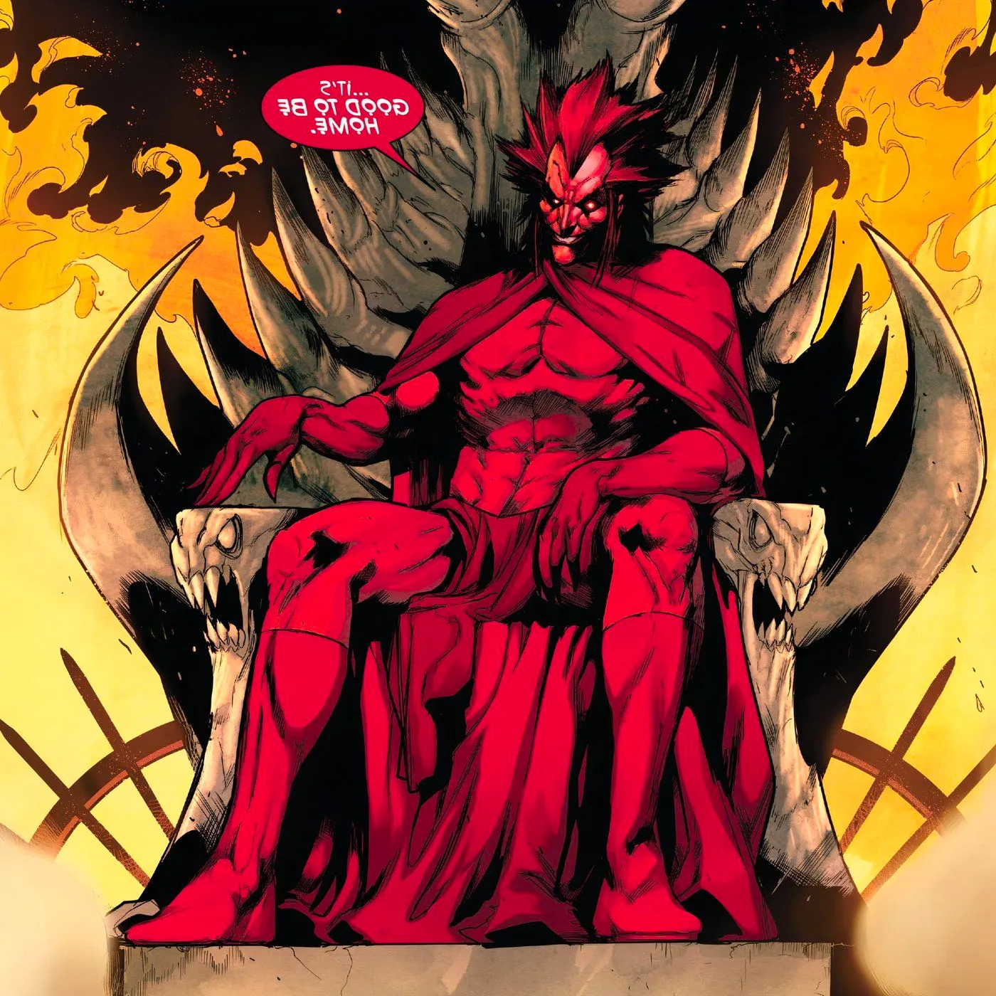 Mephisto sitting on his throne in hell.  Image