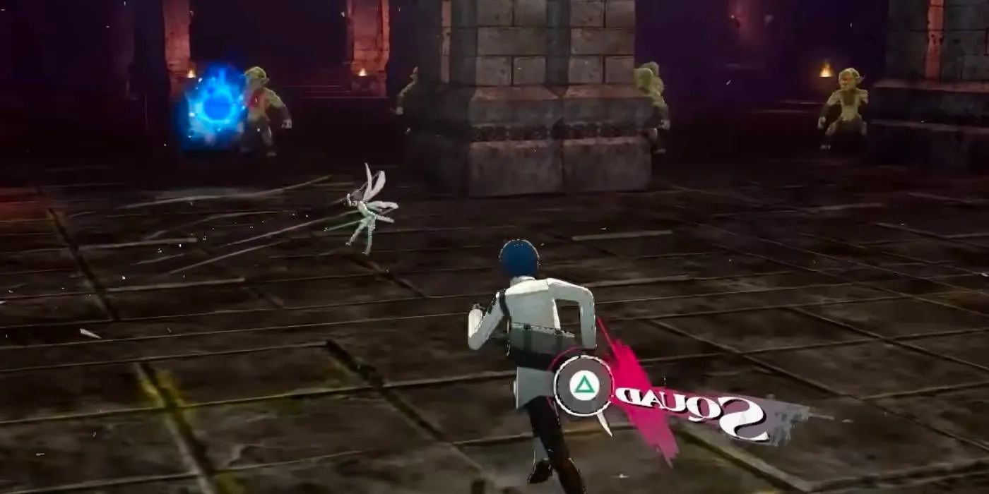 Metaphor: ReFantazio protagonist chasing down Blue Elementa found in a low-level dungeon Image