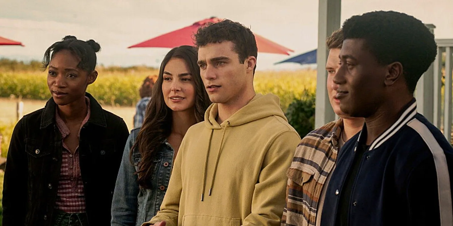 Michael Bishop as Jonathan Kent with classmates in Superman and Lois season 3 premiere Image