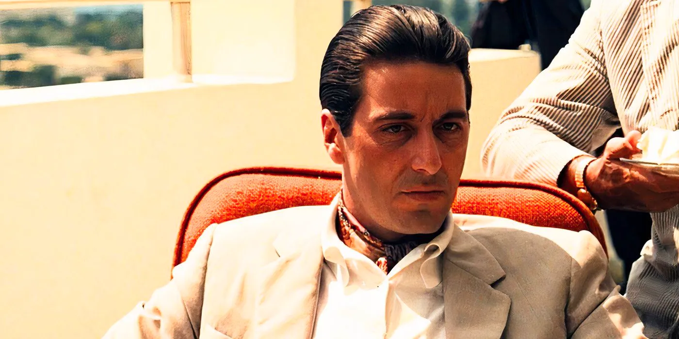 Michael Corleone (Al Pacino) looking serious in Cuba in The Godfather Part II Image