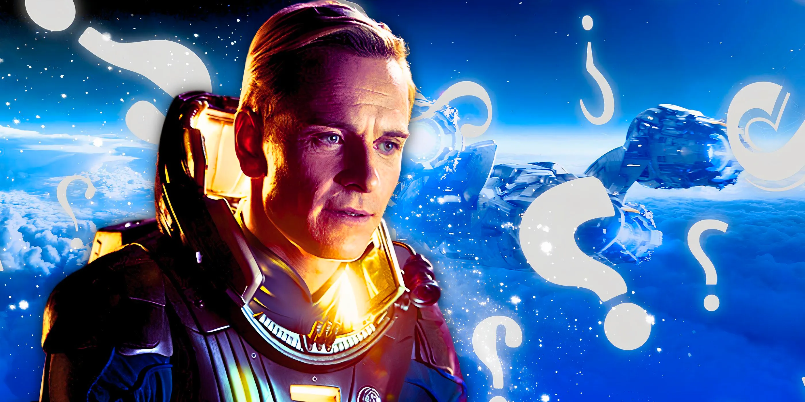 Michael Fassbender as David in front of the ship from Prometheus Image