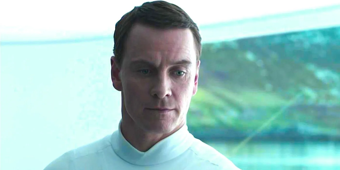 Michael Fassbender's David stares down at someone off camera in Prometheus Image