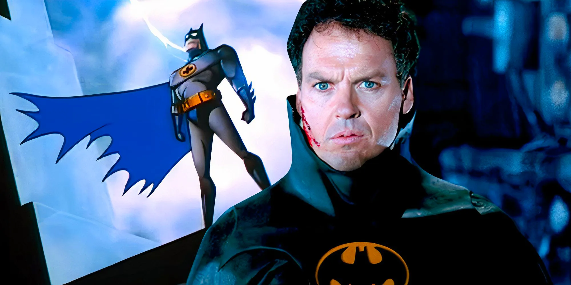 Michael Keaton as Batman and Batman the animated series Image