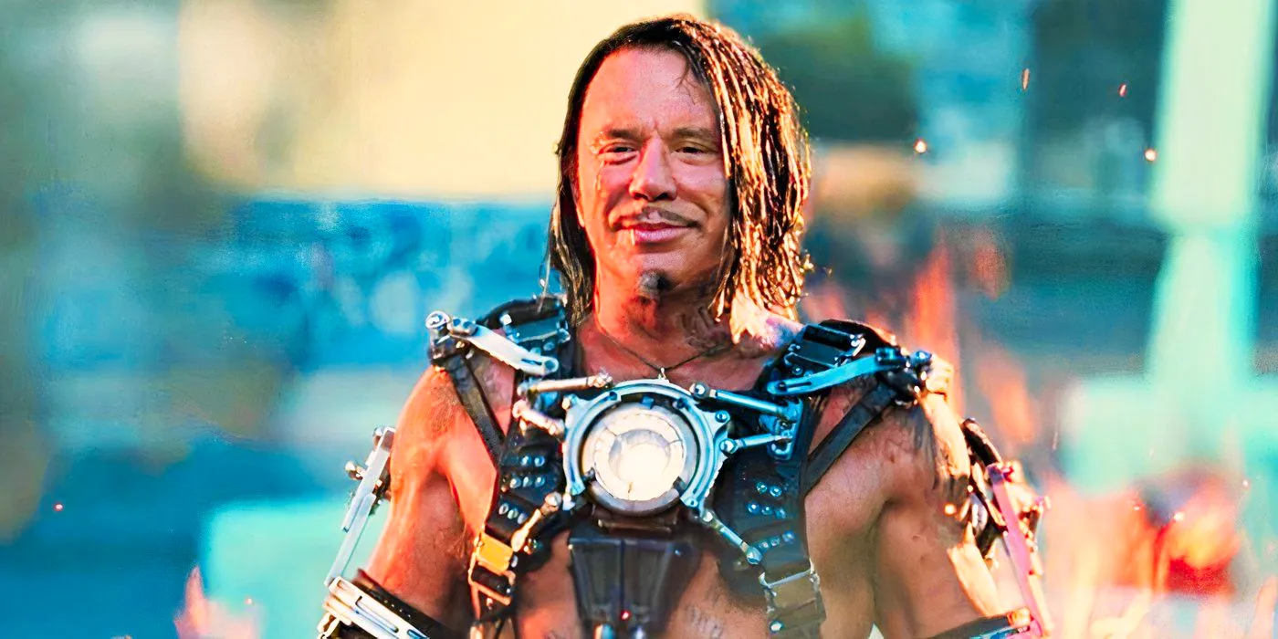 Mickey Rourke's Whiplash in Monaco in Iron Man 2 looking offscreen Image