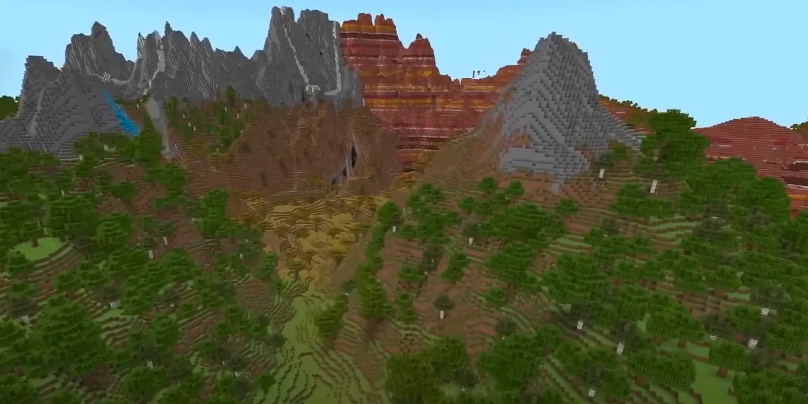 Minecraft diverse biomes in Valley of Adventure world seed Image