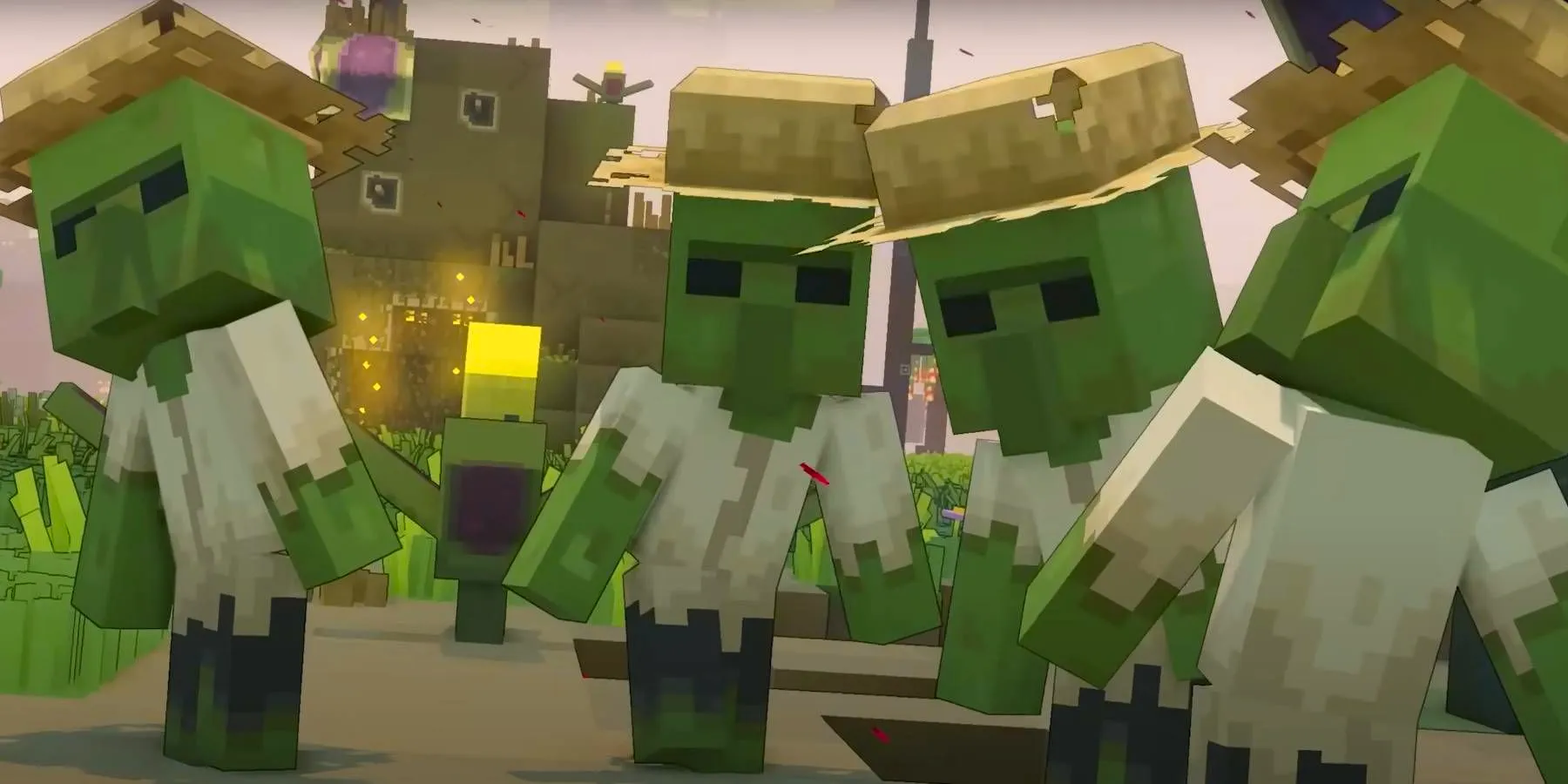 Minecraft Legends Zombie Villagers as Mobs that Players can Recruit After Visiting Certain Homestead Image