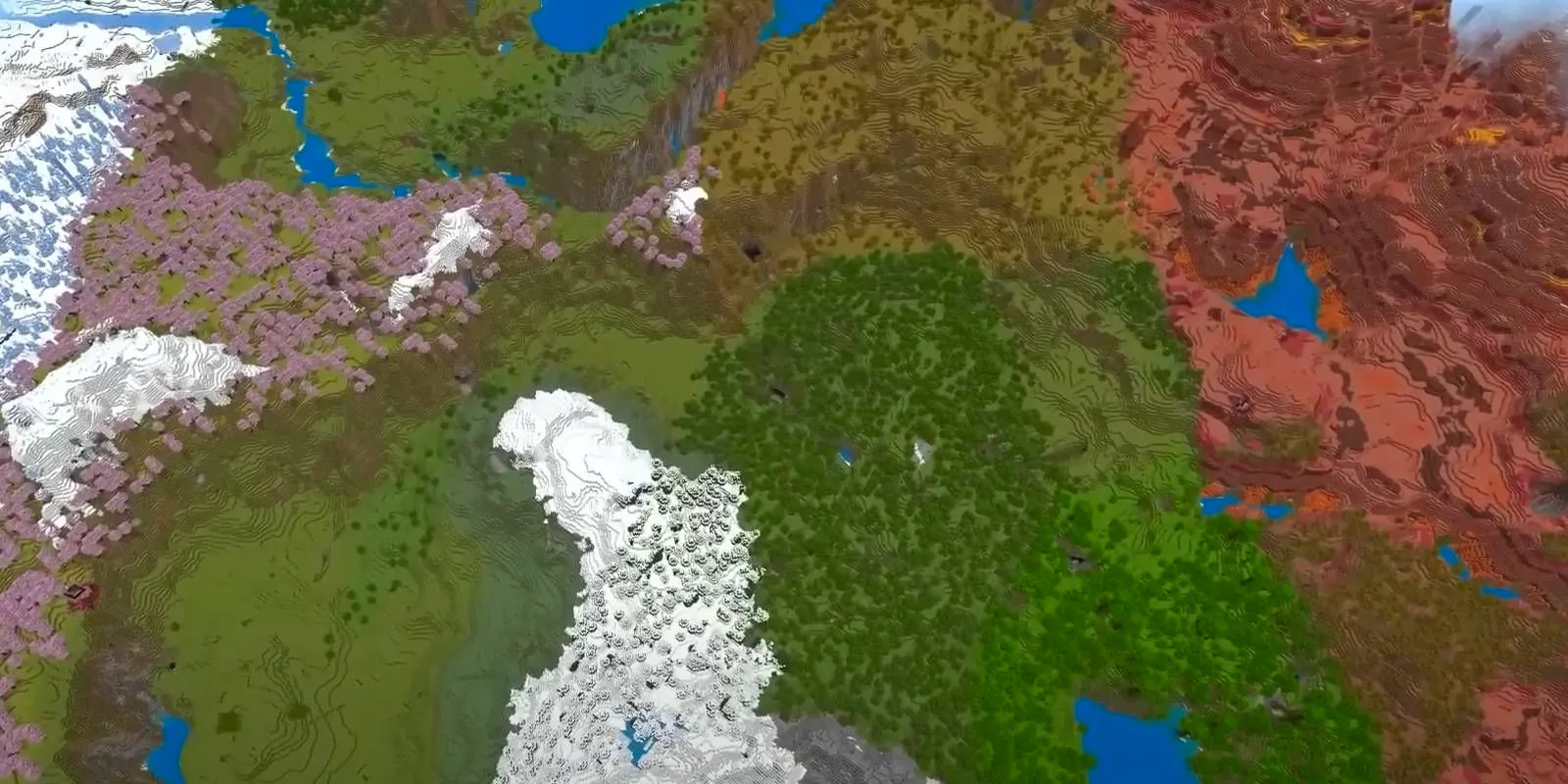 Minecraft top down view of Land of Plentiful Paradise survival world seed Image