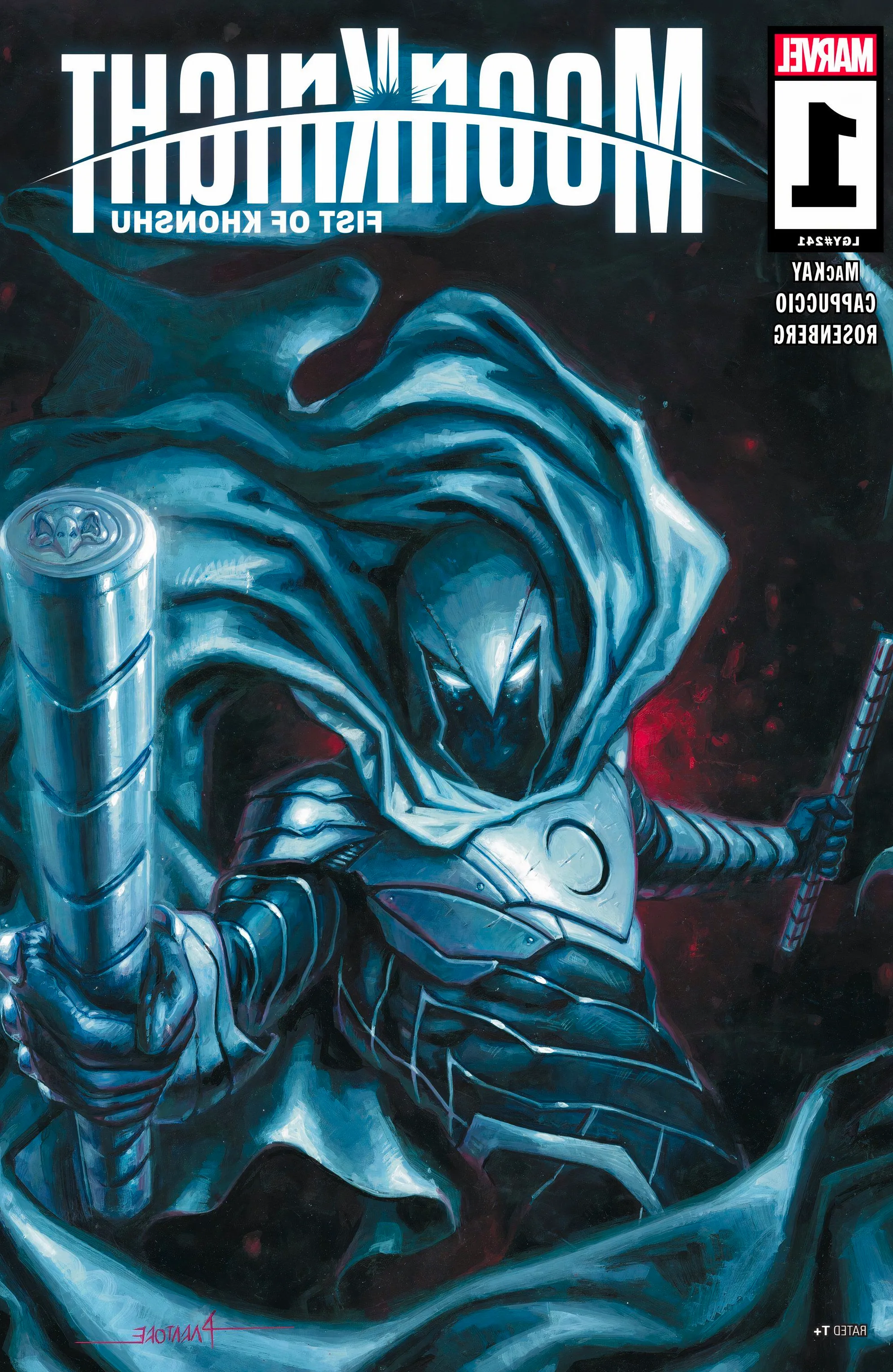 Moon Knight - Fist of Khonshu #1 cover, Moon Knight returns to deliver Khonshu's vengeance. Image