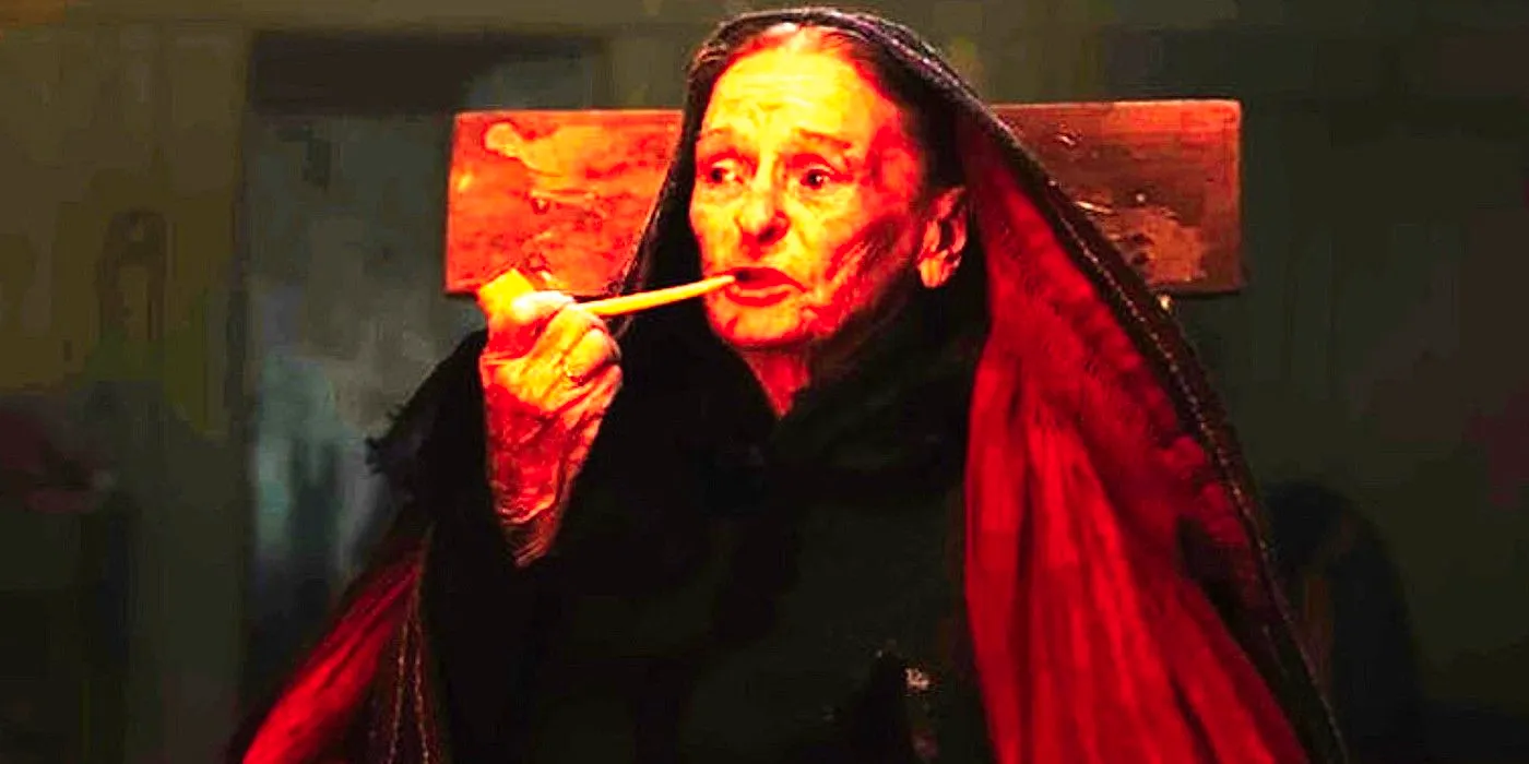 Mrs McCormack smokes a pipe in The Banshees of Inisherin Image