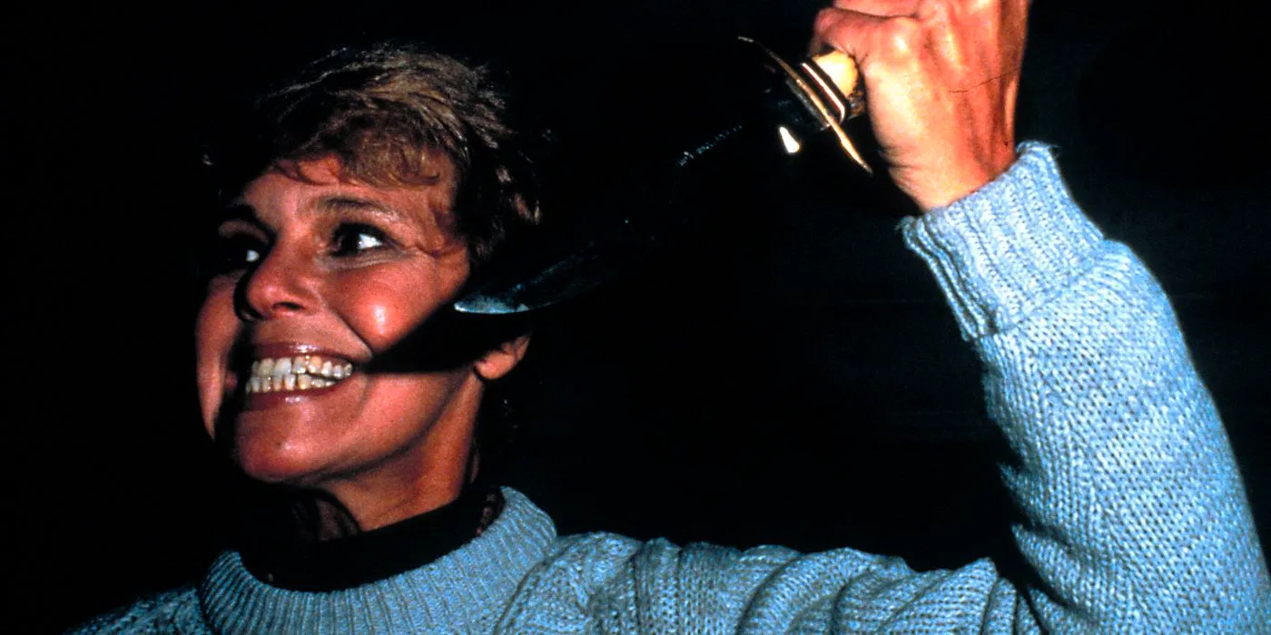 Mrs. Voorhees wields a knife in Friday the 13th Image