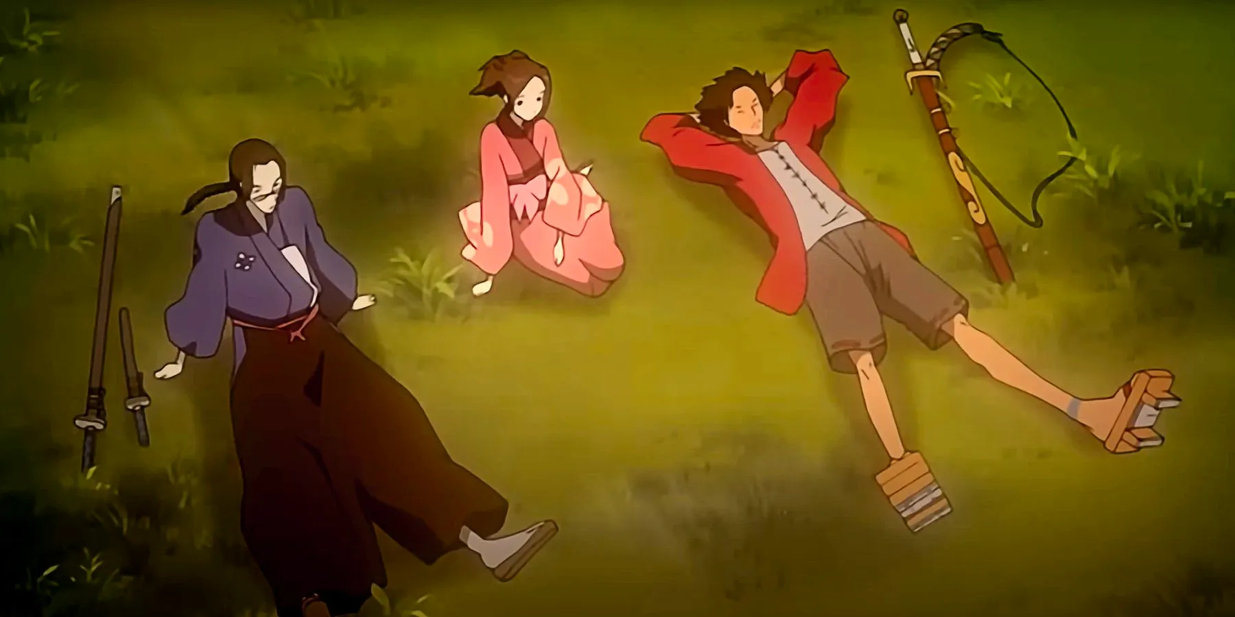 Mugen, Fuu and Jin taking a rest in Samurai Champloo Image