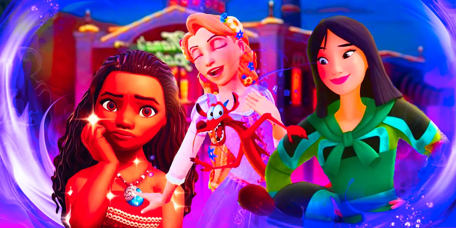 Mulan, Rapunzel and Moana in Disney Dreamlight Valley Image