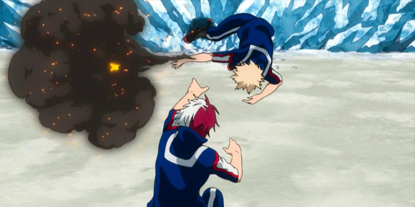 My Hero Academia: Bakugo vs. Todoroki at the Sports Festival. Image