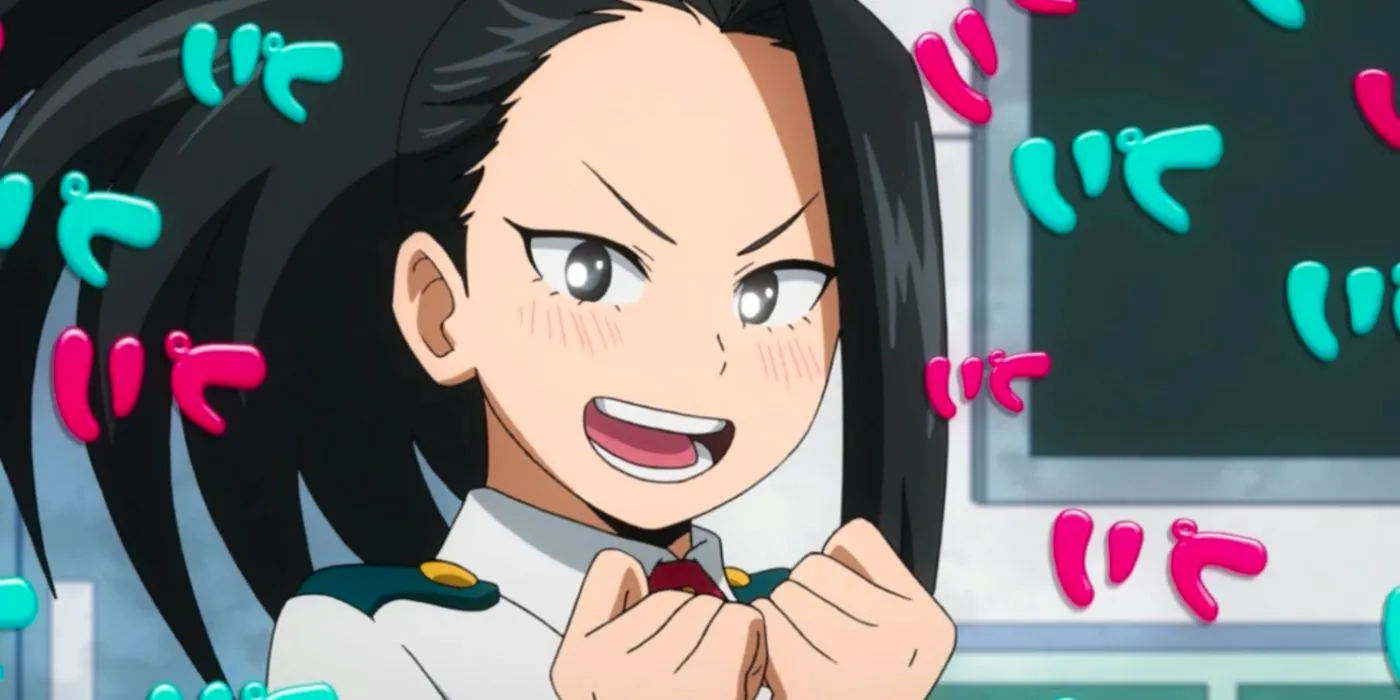 My Hero Academia character Momo Yaoyorozu or Creati looking Excited. Image