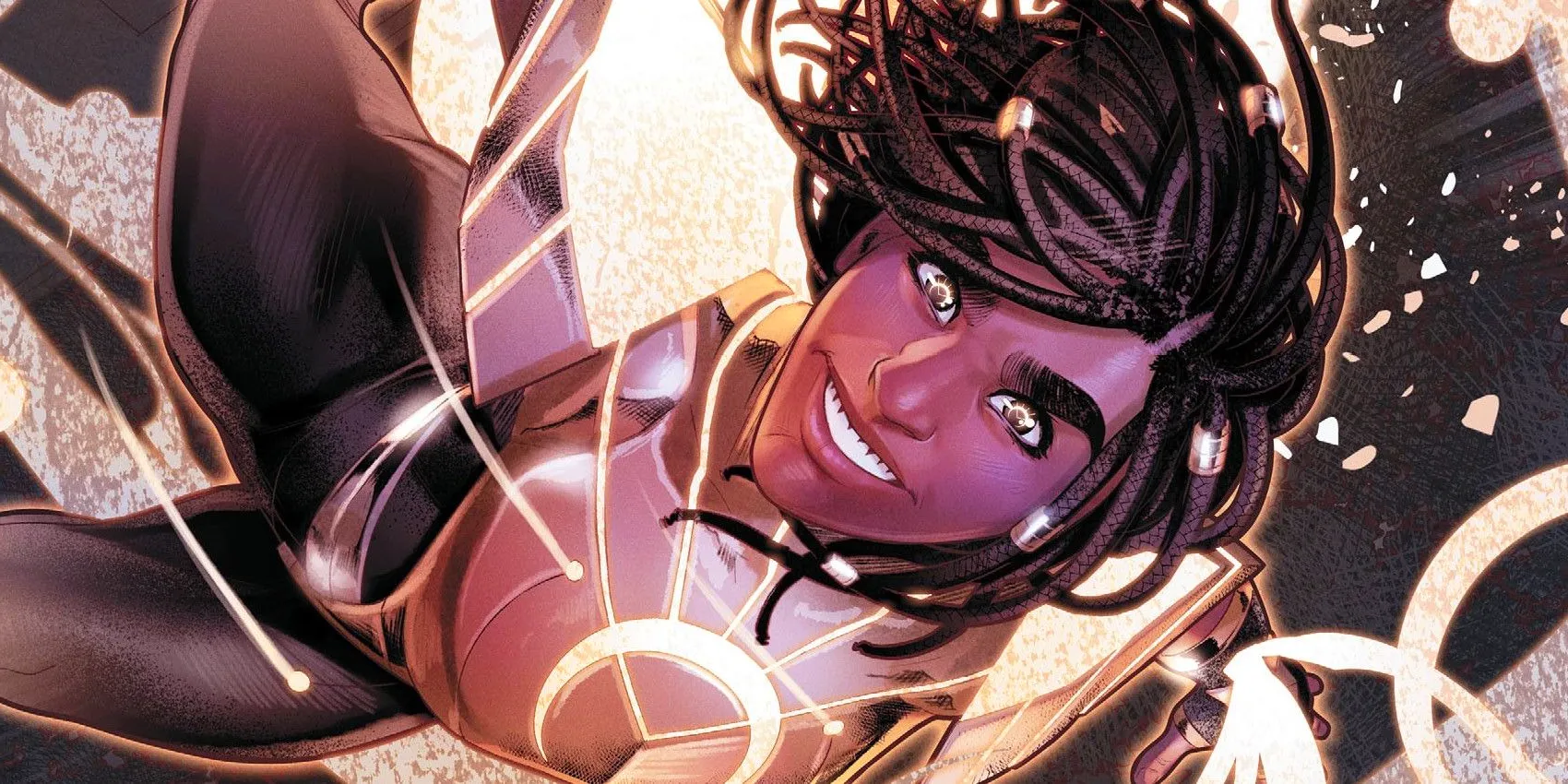 Naomi McDuffie from DC comics surrounded by gold light Image