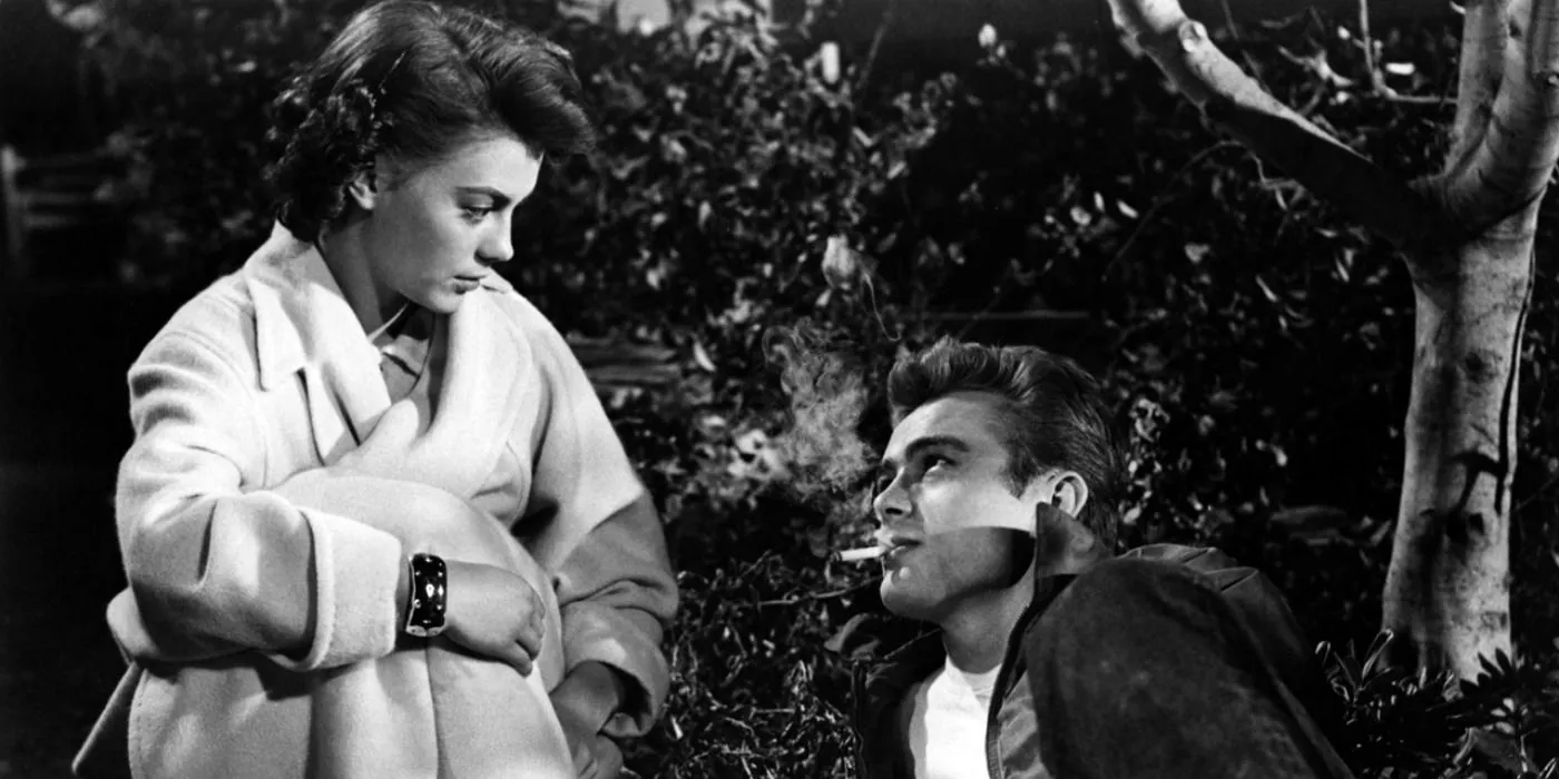 Natalie Wood as Judy looking at Jim (James Dean) in Rebel Without a Cause Image