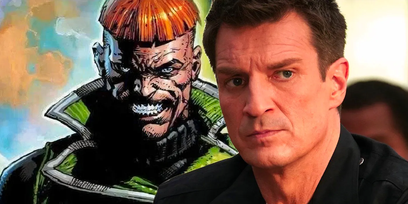 Nathan Fillion over Guy Gardner Green Lantern Image