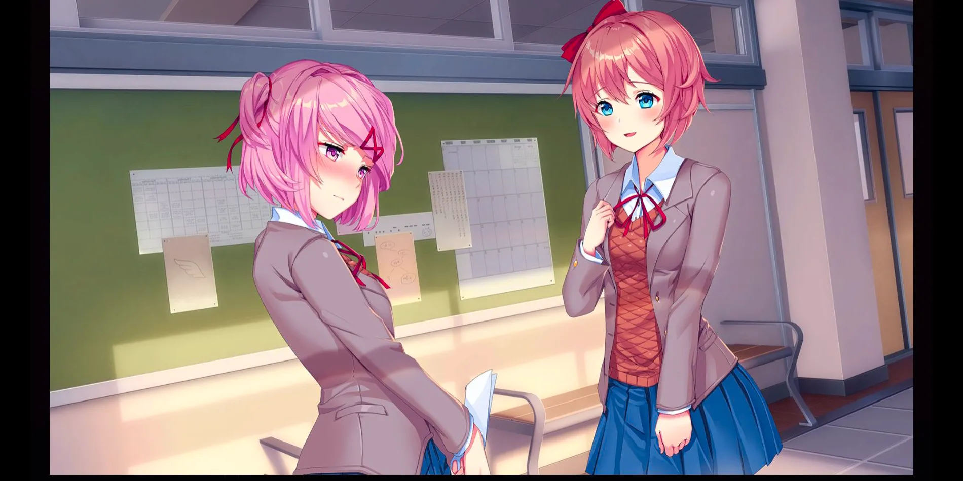 Natsuki and Sayori bond in Doki Doki Literature Club Plus Image