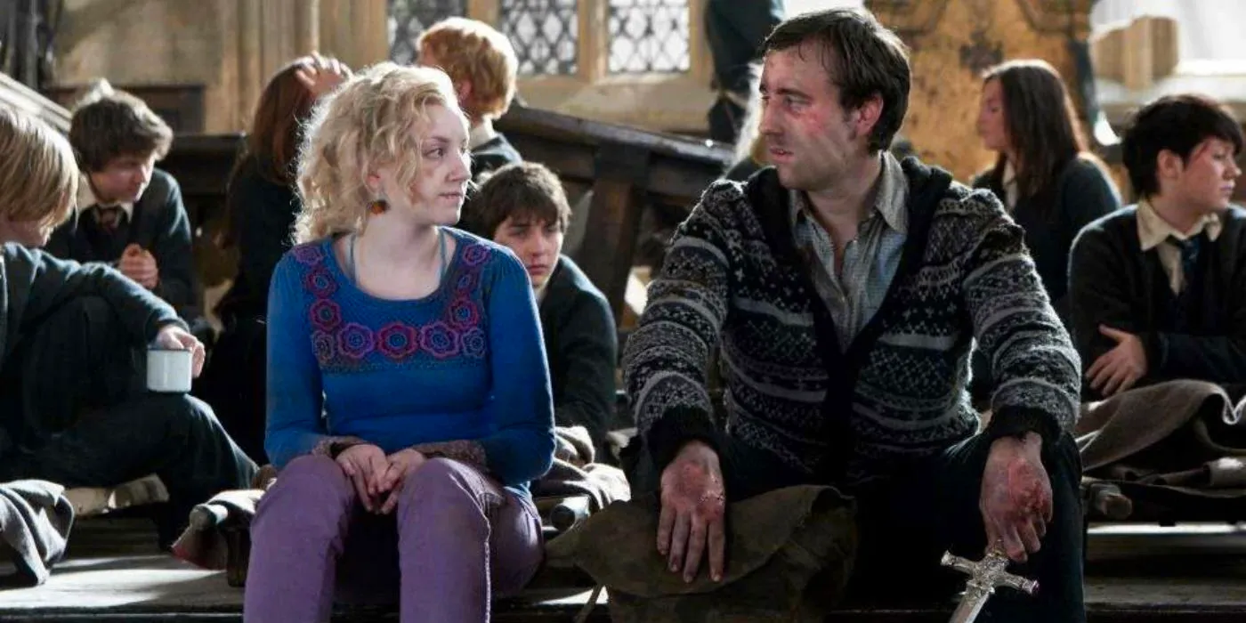 Neville sitting by Luna in Harry Potter and the Deathly Hallows Part 2 Image