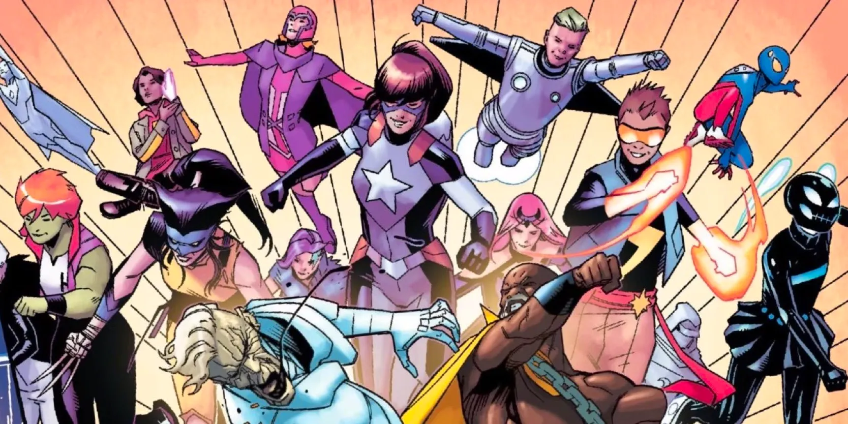 New Champions lineup in Timeless #1 including Liberty, Cadet Marvel, Amaranth, Spider-Boy, Fantasma, and more Image