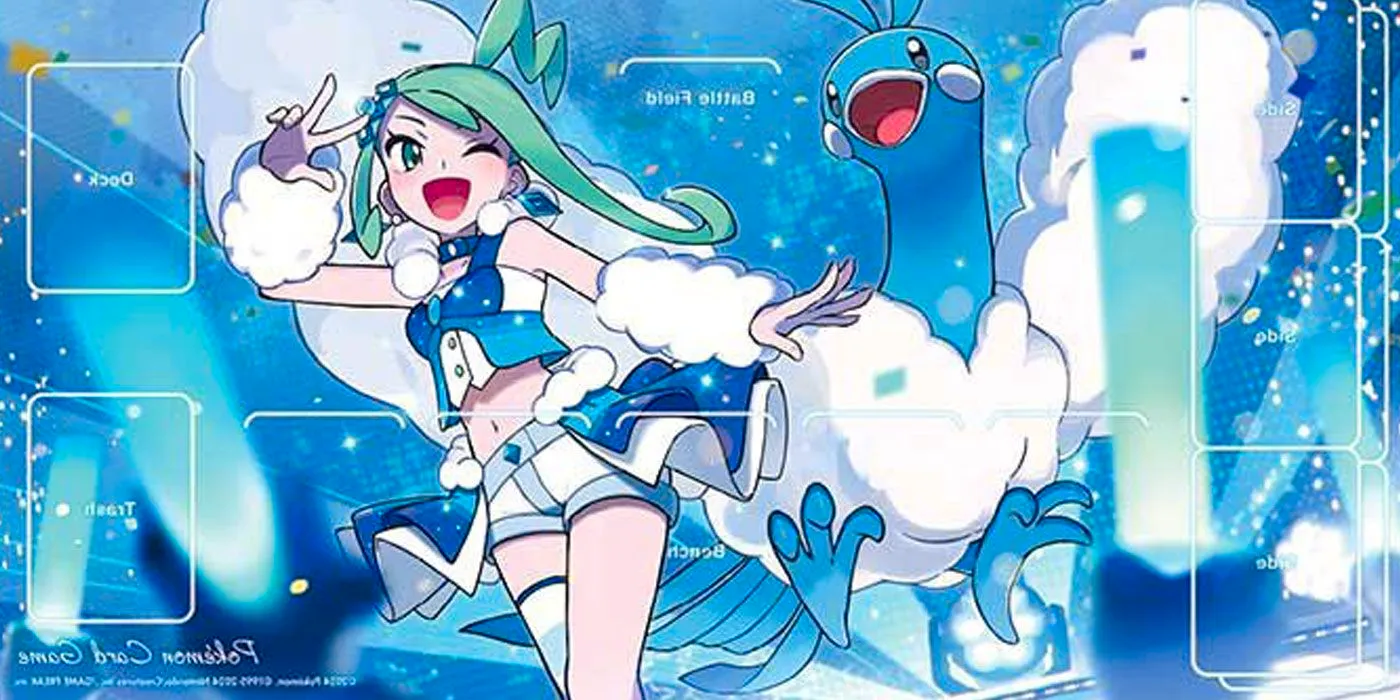 New playmat for Pokémon Trading Card Game featuring Lisia and her Altaria, Ali. Image