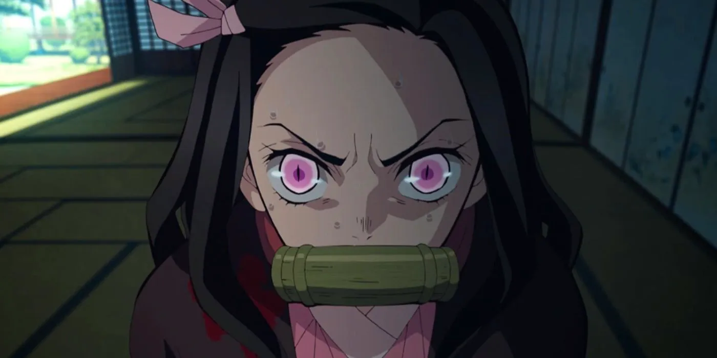 Nezuko looking angry in Demon Slayer. Image