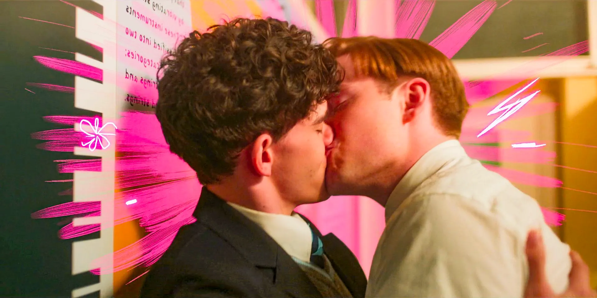 Nick (Kit Connor) and Charlie (Joe Locke) kissing in Heartstoppers Season 3 Episode 6 Image