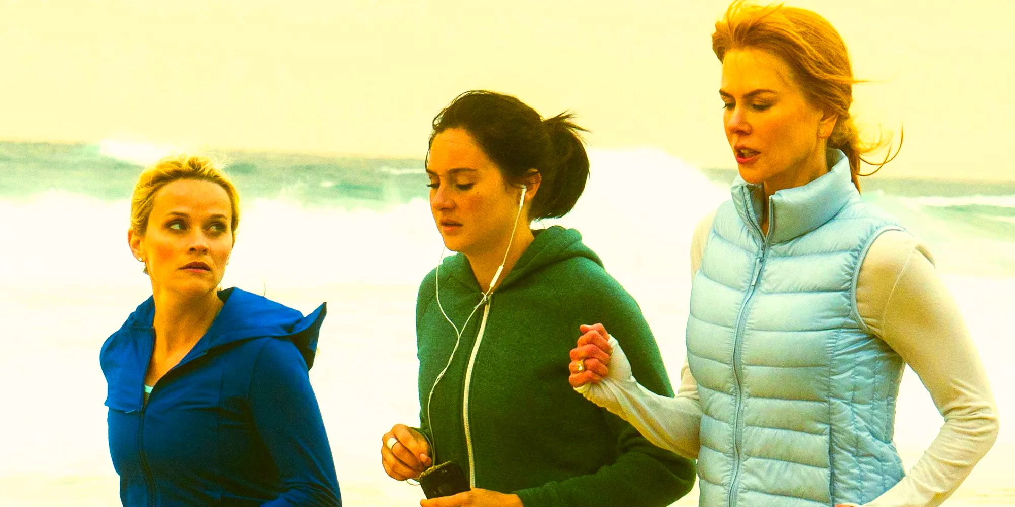 Nicole Kidman, Shailene Woodley & Reese Witherspoon Running On Beach In Big Little Lies Image